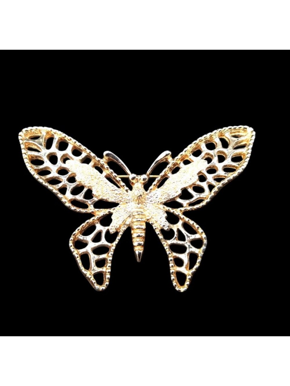 Sarah Coventry Gold Tone Butterfly Brooch Pin Openwork Vintage Jewelry 2.75"